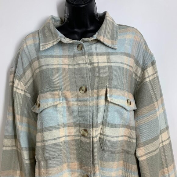 American Eagle Outfitters Plaid Button Down Shirt - Gray and Blue - Picture 4 of 12